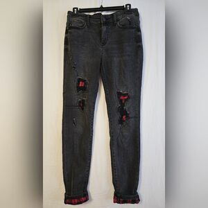 Judy Blue Jeans Women's 7/28 (28x29) Black Mid Rise Skinny Fit Stretch Patchwork